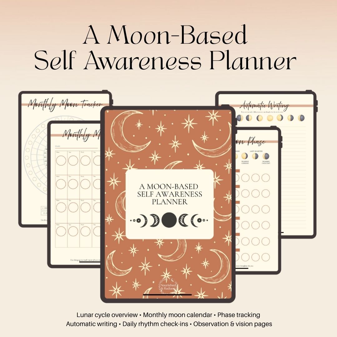 Moon-Based Self-Awareness Planner | Printable Lunar Journal & Moon Phase Reflection Workbook